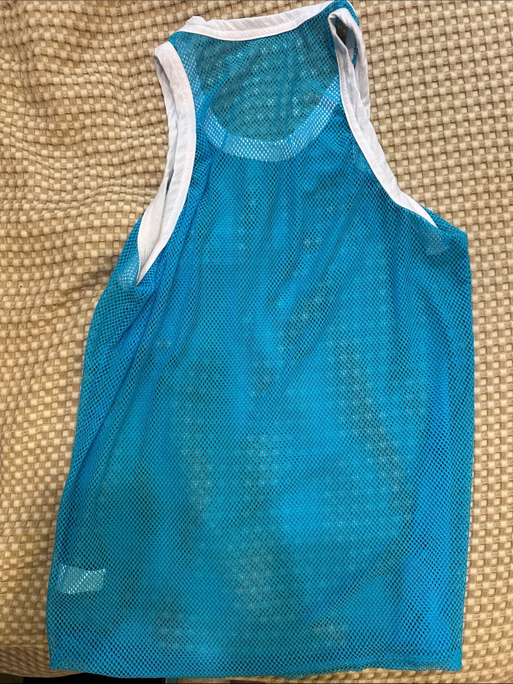 Bright blue mesh Tank with White Trim - Picture 3 of 4
